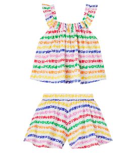 Fabula Fábula Printed striped cotton top and shorts set