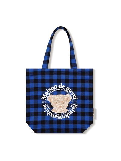 FABULOUS ARCHIVE Check PATTERN Bear Friends Eco Bag Blue (FCE5BG005