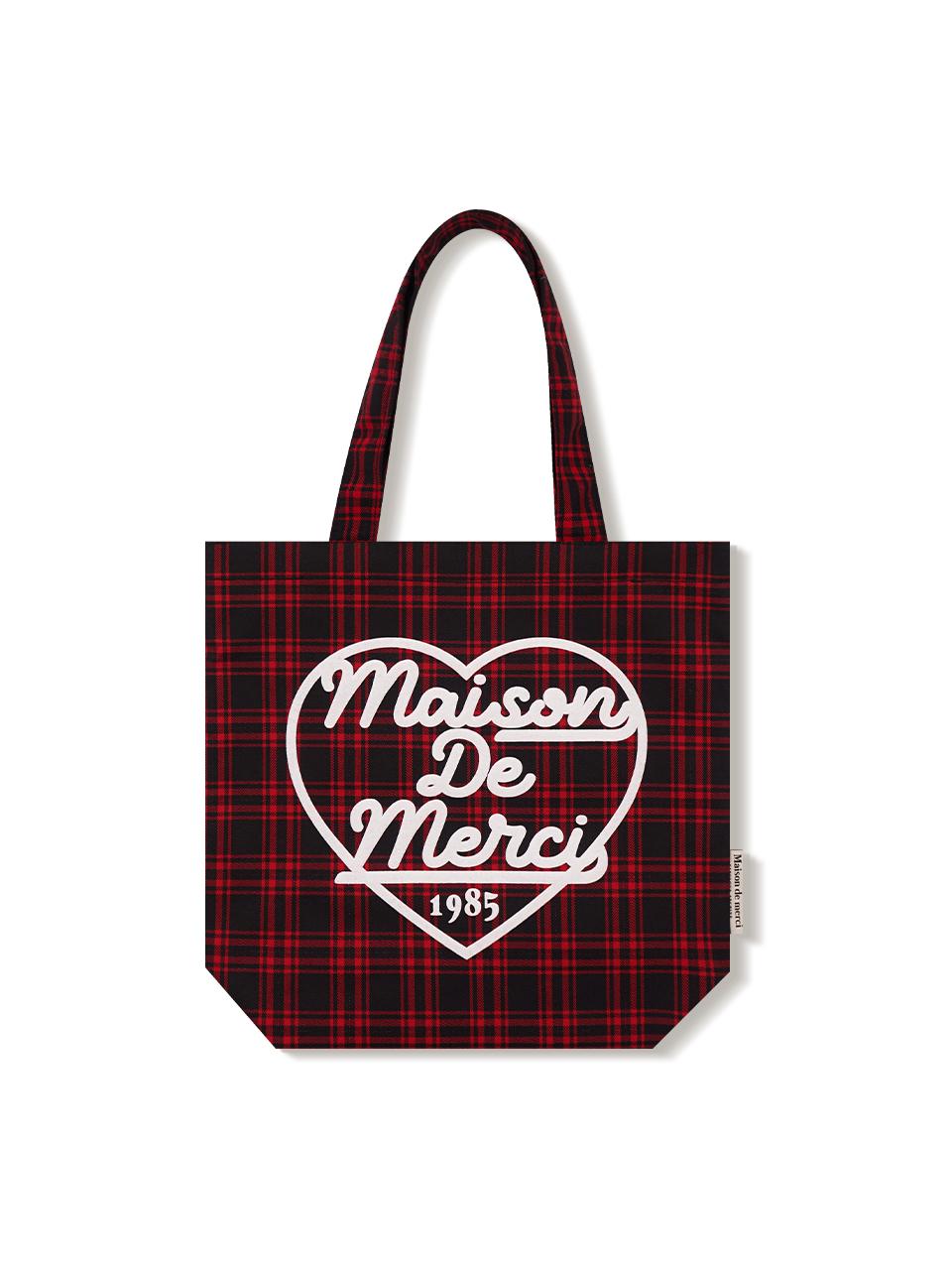 FABULOUS ARCHIVE Check PATTERN Heart Logo Eco Bag Red (FCE5BG007P)
