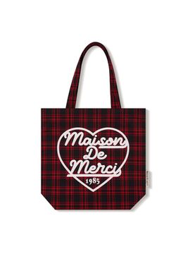FABULOUS ARCHIVE Check PATTERN Heart Logo Eco Bag Red (FCE5BG007P)