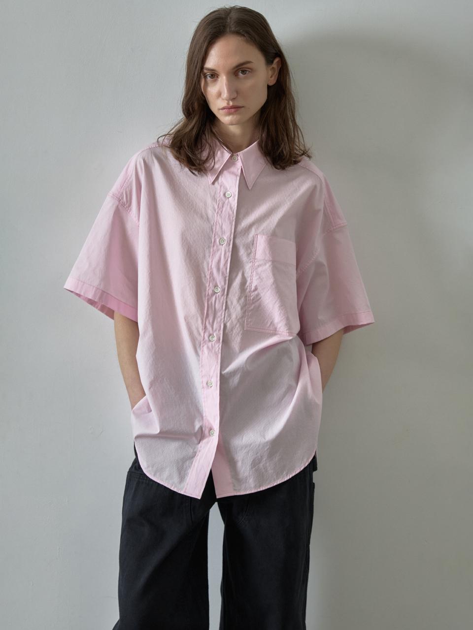 FACADE PATTERN Boy-fit Half Shirt [Light Pink]