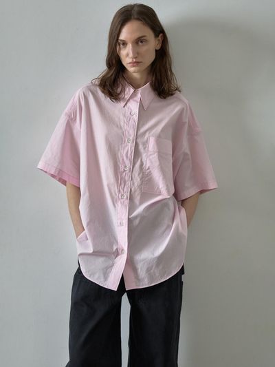 FACADE PATTERN Boy-fit Half Shirt [Light Pink]
