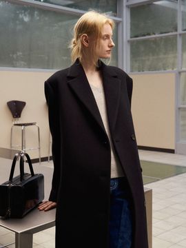 FACADE PATTERN Cashmere Minimal Coat (Black)
