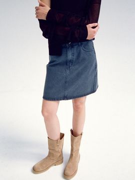 FACADE PATTERN Classic Vintage Mini Denim Skirt [Midnight]
