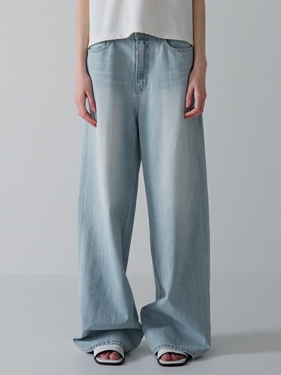 FACADE PATTERN Classic Wide Denim Pants_Light Indigo