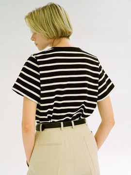 FACADE PATTERN Cotton Stripe T-shirt (4 Colors)