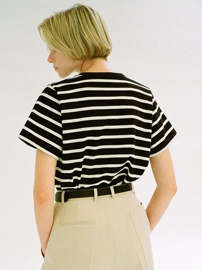 FACADE PATTERN Cotton Stripe T-shirt (4 Colors)