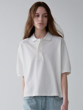 FACADE PATTERN Crop Collar T-shirt_White