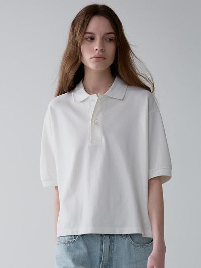 FACADE PATTERN Crop Collar T-shirt_White