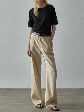 FACADE PATTERN Curved Summer Wool Pants [Beige]
