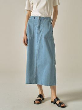 FACADE PATTERN Denim Fatigue Skirt_Vintage Indigo