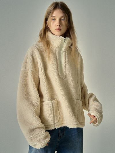 FACADE PATTERN Half Zip-up Fleece Jumper