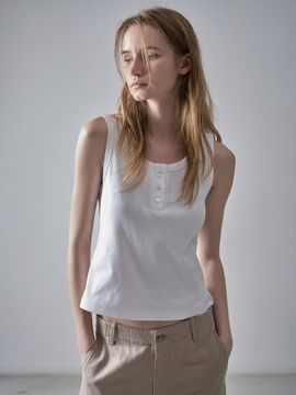 FACADE PATTERN Henry Neck Cotton Sleeveless Tank