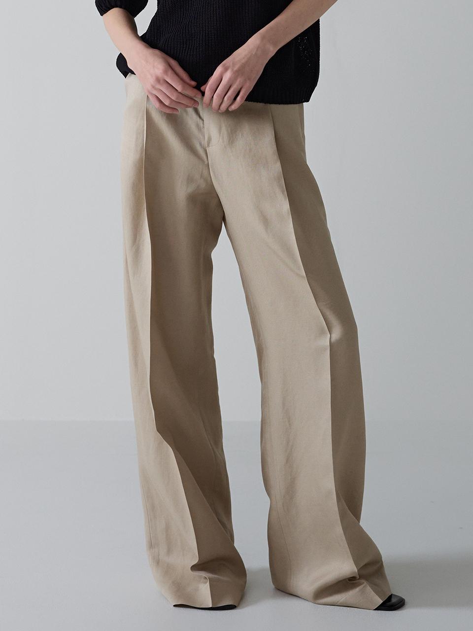 FACADE PATTERN Linen Wide Pants_Beige