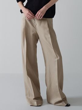 FACADE PATTERN Linen Wide Pants_Beige