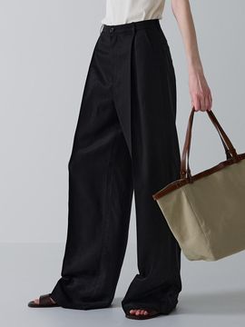 FACADE PATTERN Linen Wide Pants_Black