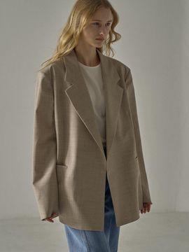 FACADE PATTERN Oversized Summer Wool Jacket_Beige