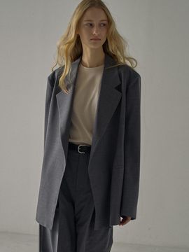 FACADE PATTERN Oversized Summer Wool Jacket_Charcoal