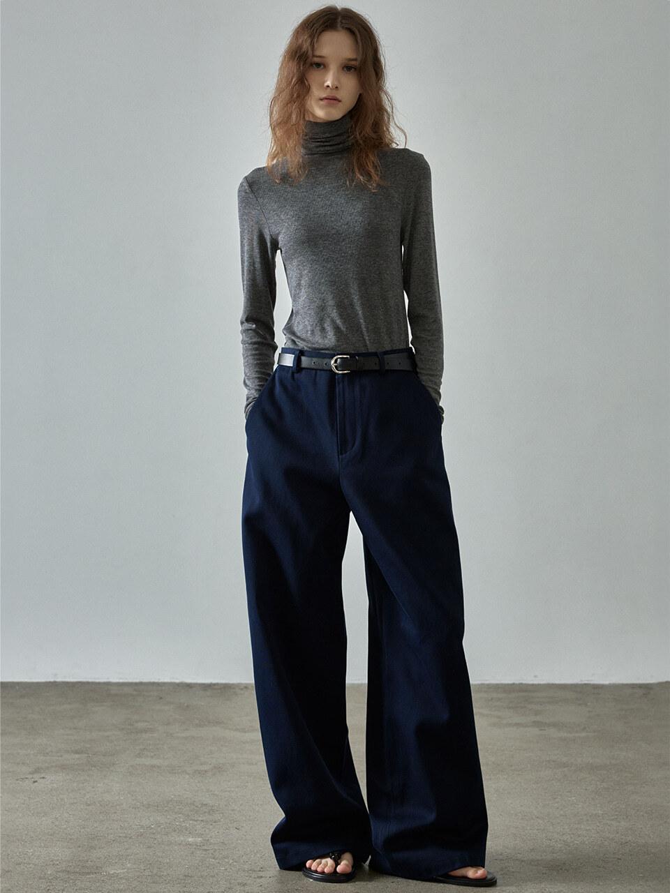 FACADE PATTERN Relaxed Cotton Pants - Navy