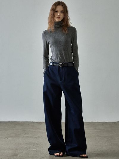FACADE PATTERN Relaxed Cotton Pants - Navy