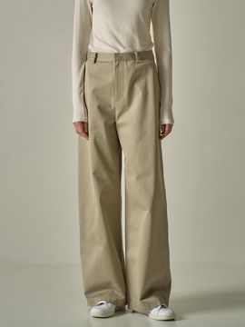 FACADE PATTERN Relaxed Cotton Pants - Olive Beige