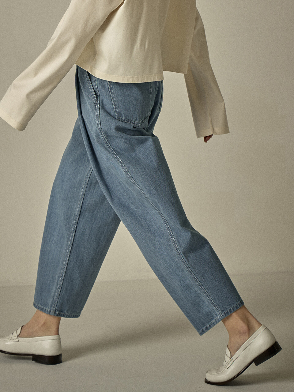 FACADE PATTERN Round Denim Jeans (Vintage Indigo)
