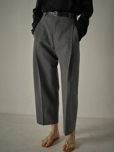 FACADE PATTERN Round Wool Pants_Charcoal