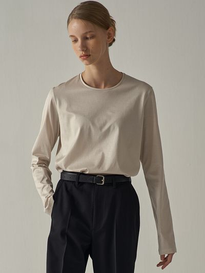 FACADE PATTERN Silket Cotton T-shirt (Long)_4 Colors