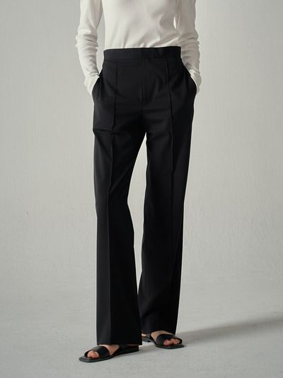 FACADE PATTERN Straight Summer Wool Pants_Black