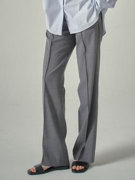 FACADE PATTERN Straight Summer Wool Pants_Charcoal