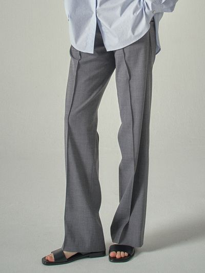 FACADE PATTERN Straight Summer Wool Pants_Charcoal