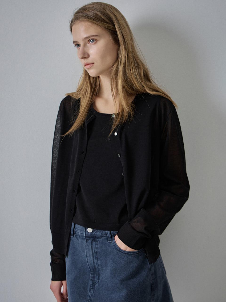 FACADE PATTERN Summer Sheer Cardigan [Black]