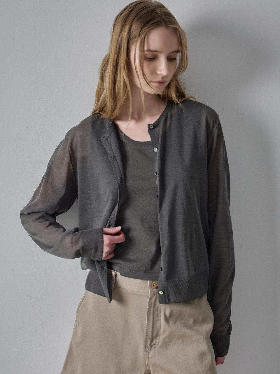 FACADE PATTERN Summer Sheer Cardigan [charcoal]