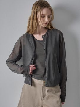 FACADE PATTERN Summer Sheer Cardigan [charcoal]