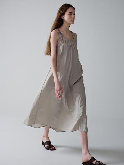 FACADE PATTERN Summer Sleeveless Dress_Soft Grey
