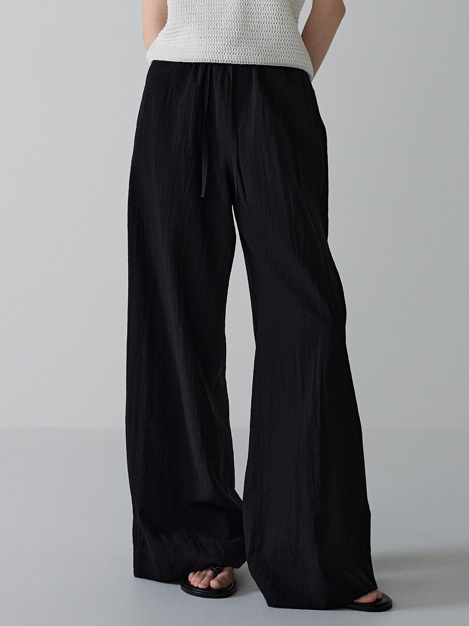 FACADE PATTERN Summer Wide Banding Pants_Black