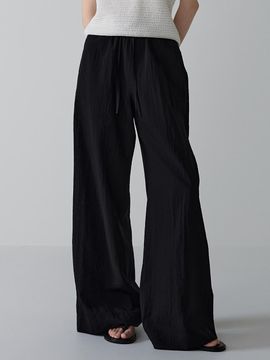 FACADE PATTERN Summer Wide Banding Pants_Black