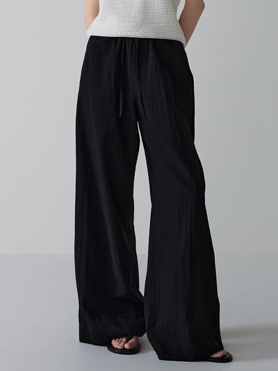 FACADE PATTERN Summer Wide Banding Pants_Black