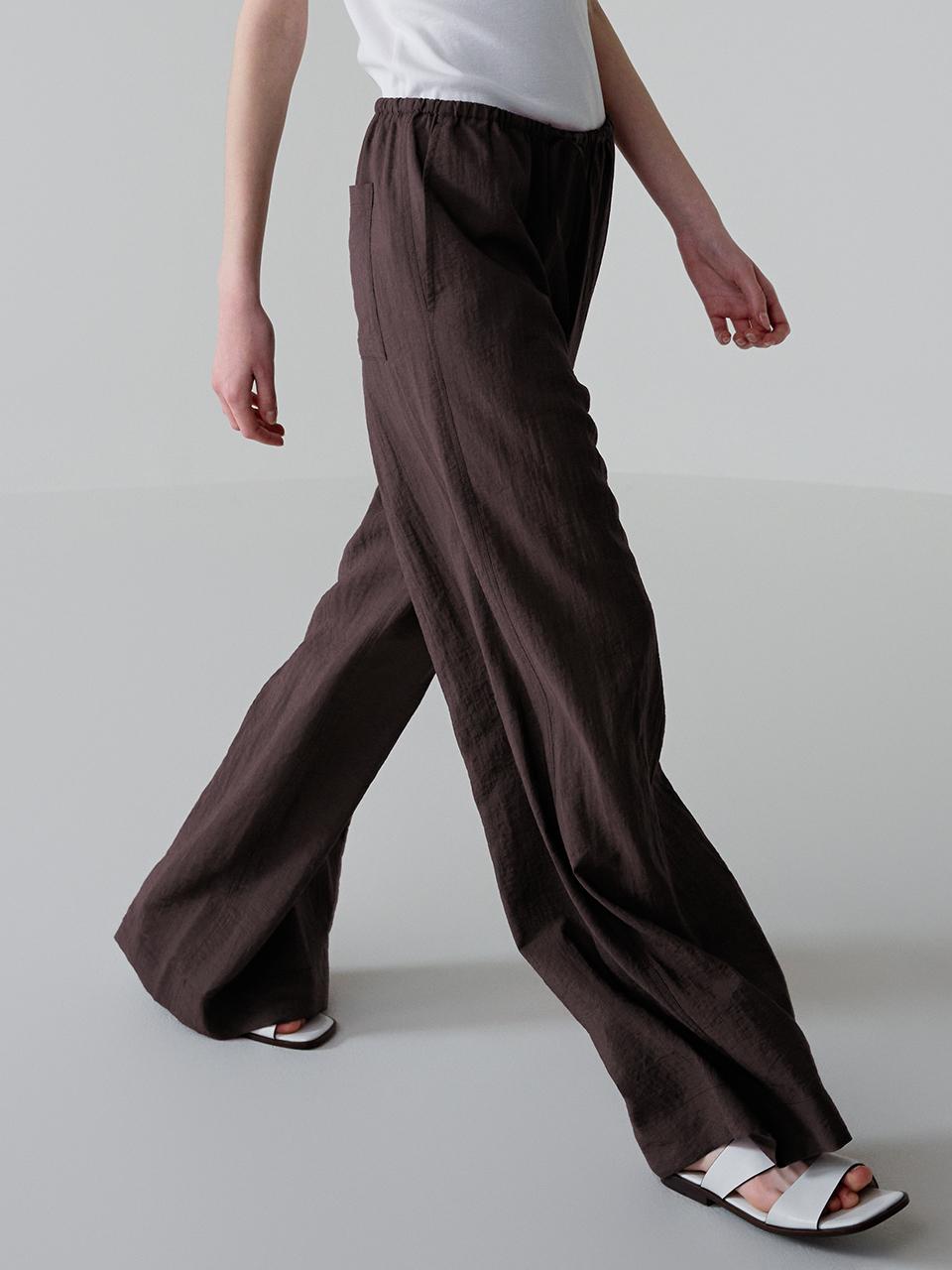 FACADE PATTERN Summer Wide Banding Pants_Brown