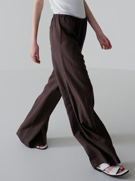 FACADE PATTERN Summer Wide Banding Pants_Brown