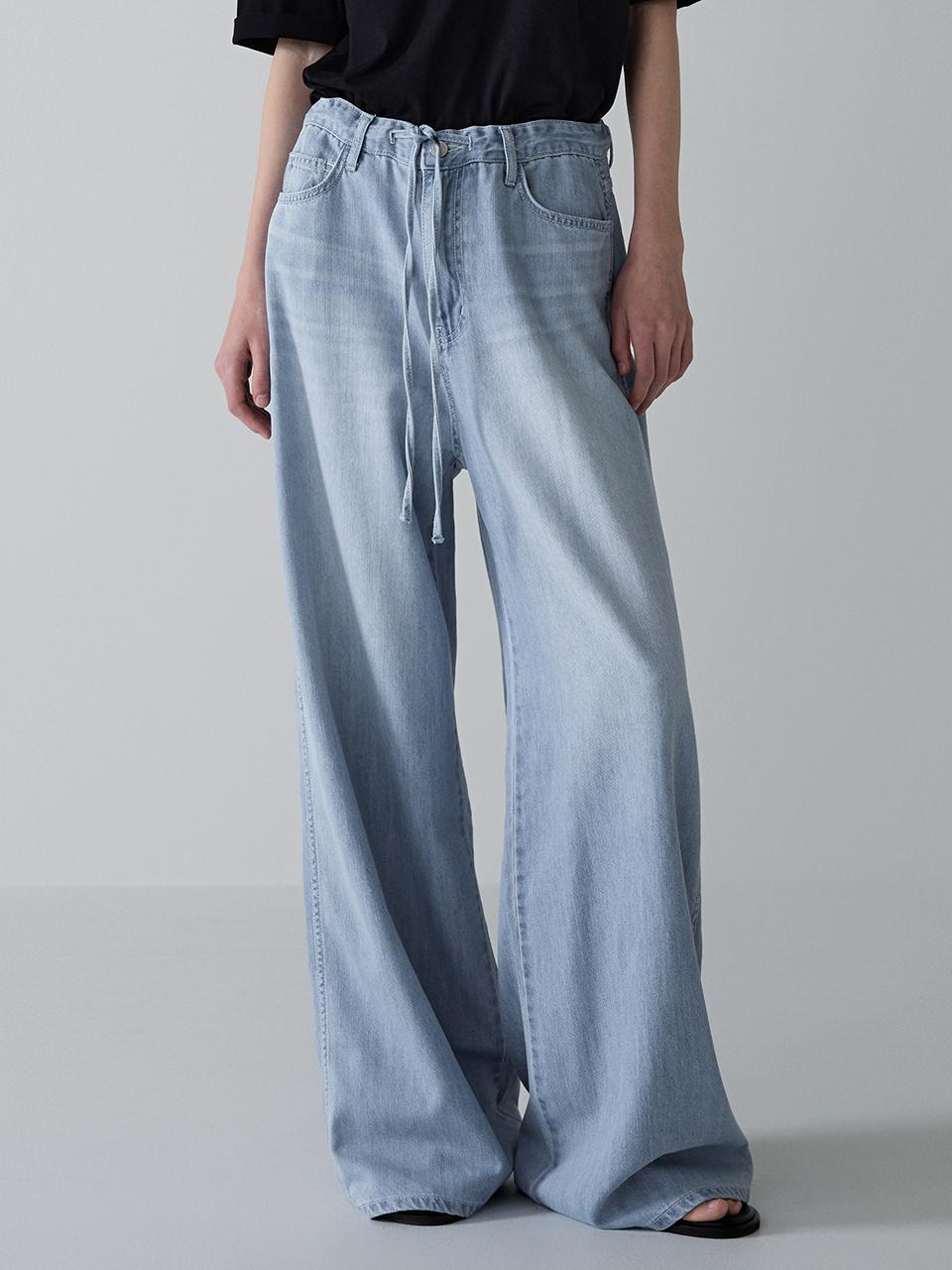 FACADE PATTERN Summer Wide Denim Pants_Vintage Indigo