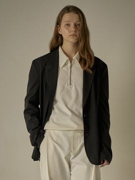 FACADE PATTERN Summer Wool Relax Jacket (Black)