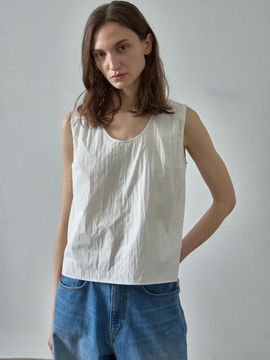 FACADE PATTERN U-neck sleeveless shirt [off white]