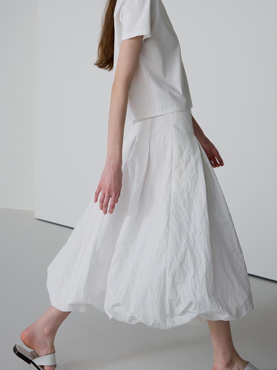 FACADE PATTERN Volume Nylon Skirt_Off White