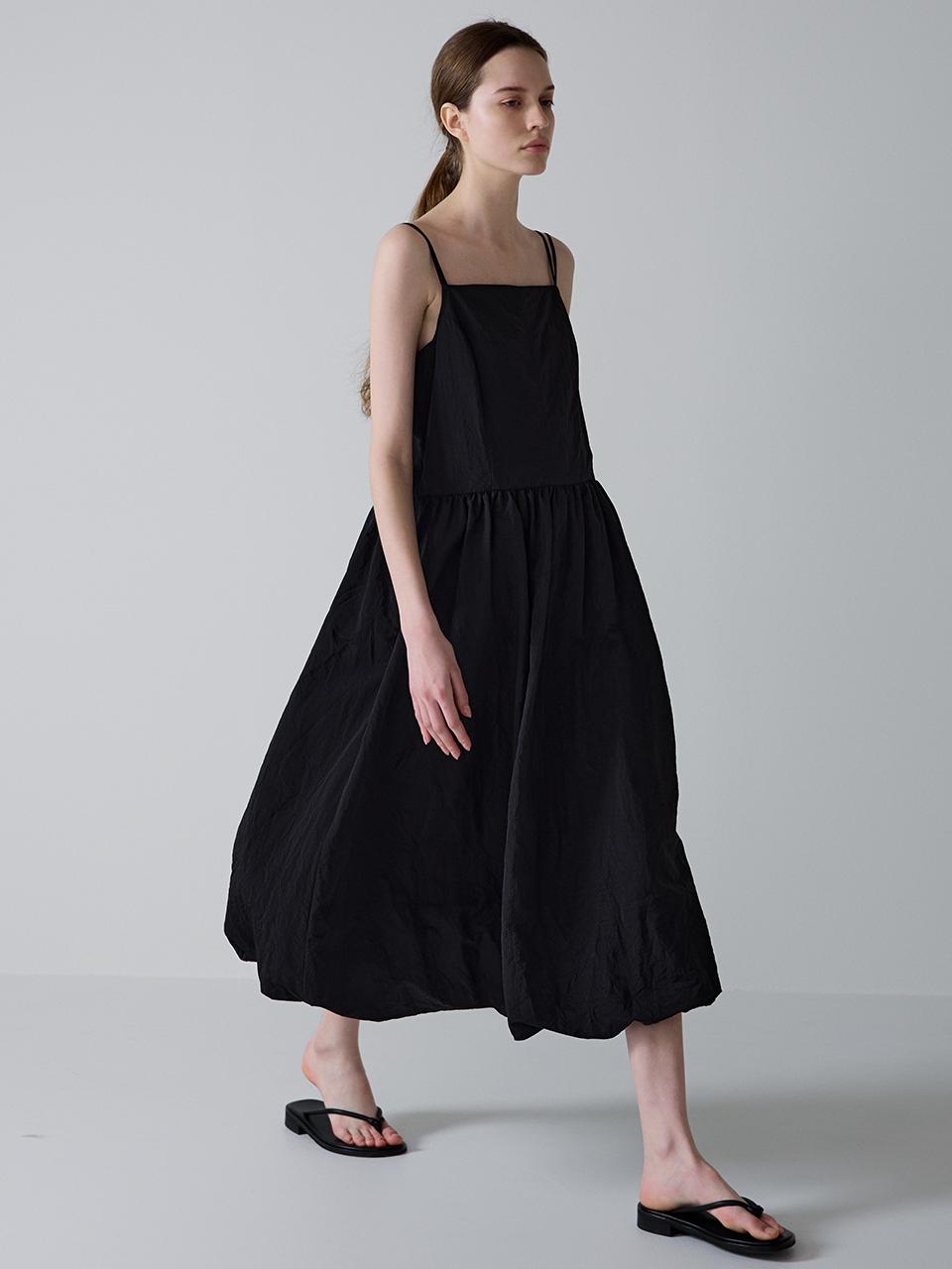 FACADE PATTERN Volume Sleeveless Dress_Black