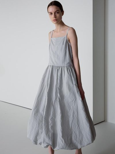 FACADE PATTERN Volume Sleeveless Dress_Light Grey