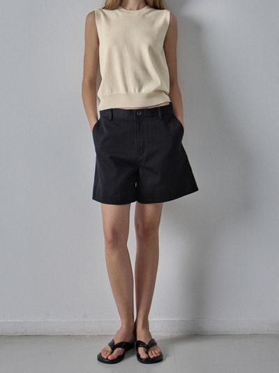 FACADE PATTERN Washed Cotton Shorts [black]