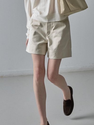 FACADE PATTERN Washed Cotton Shorts [Cream]