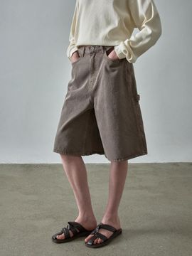FACADE PATTERN Wide Bermuda Work Pants [Vintage Brown]