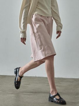 FACADE PATTERN Wide Bermuda Work Pants [Vintage Pink]